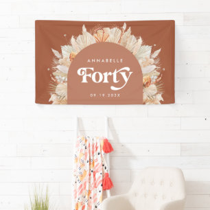 40e verjaardag moderne boog pampa's terracotta spandoek