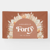 40e verjaardag moderne boog pampa's terracotta spandoek (Horizontaal)