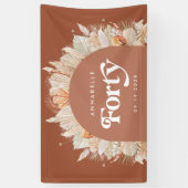 40e verjaardag moderne boog pampa's terracotta spandoek (Verticaal)