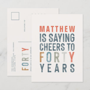 40e verjaardag moderne rustic classy typografie po uitnodiging briefkaart