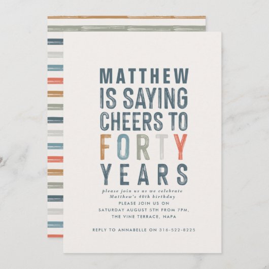 40e verjaardag moderne rustige typografie (Voorkant / Achterkant)