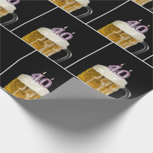 40e verjaardag Mok bier met kaarsen Cadeaupapier