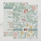 40e verjaardag mooie vintage uitnodigingen (Voorkant / Achterkant)