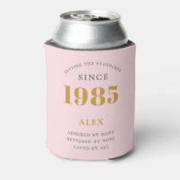 40e Verjaardag Naam 1985 Roze Grijs Elegant Chic