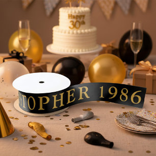 40e verjaardag naam 1986 Zwart Goud Elegant Chic Lint