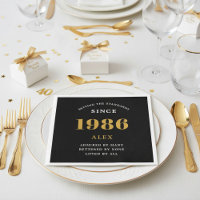 40e Verjaardag Naam 1986 Zwart Goud Elegant Chic