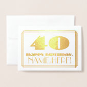 40e verjaardag; naam + Art Deco Geïnspireerd als " Folie Kaarten (Voorkant met envelop)