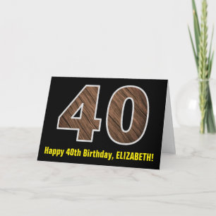 40e verjaardag: Naam + Faux Wood Grain Patroon "40 Kaart