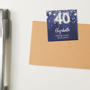 40e verjaardag Navy Blue Silver Stars Magneet
