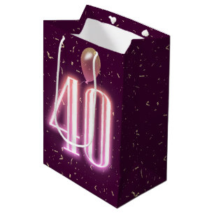 40e verjaardag Neon Sign en Confetti Medium Cadeauzakje