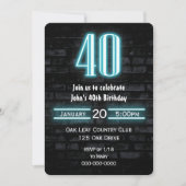 40e verjaardag Neon Sign on Brick Kaart (Voorkant)