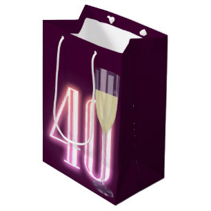 40e verjaardag Neon Sign with Wine Medium Cadeauzakje