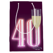 40e verjaardag Neon Sign with Wine Medium Cadeauzakje (Voorkant)