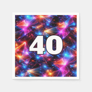 40e Verjaardag Neon Veelhoek Abstract  Servet