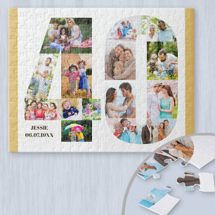 40e verjaardag Nummer 40 Aangepaste foto collage Legpuzzel