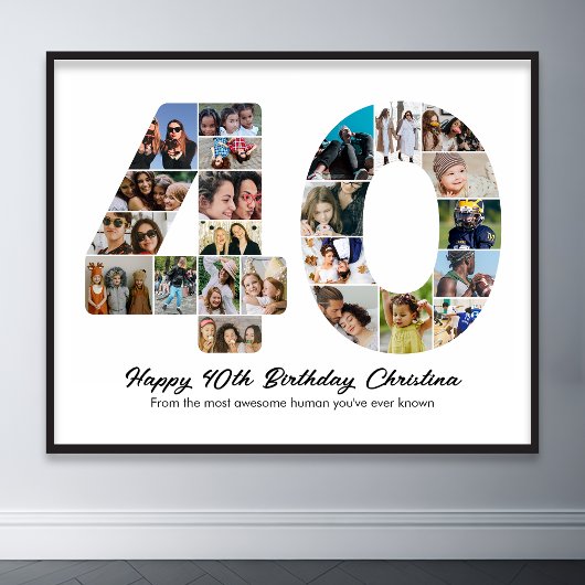 40e Verjaardag Nummer 40 Fotocollage Jubileum Poster