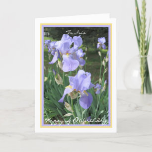 40e verjaardag Paarse Irises Elegant Golden Lijst Kaart