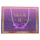40e verjaardag paarse roze glitter naam large cadeauzakje (Achterkant)