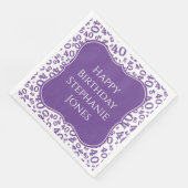 40e verjaardag Paarse/witte beugel nummerpatroon Servet (Hoek)