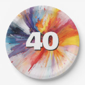 40e verjaardag Paint Blast Papieren Bordje (Voorkant)