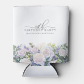 40e Verjaardag Party Blauw Wit Bloemen Custom Blikjeskoeler (Voorkant)