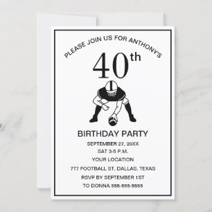 40e Verjaardag Party Football Black Dad Sport Kaart