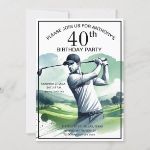 40e Verjaardag Party Golfer Sports Par Volwassen G Kaart