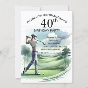 40e Verjaardag Party Golfer Volwassen Par Sports G Kaart