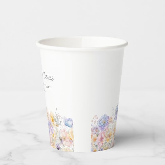 40e Verjaardag Party Waterverf Bloemen Custom Papieren Bekers (Links)