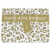 40e verjaardag Pattern Gold/White 40 Groot Cadeauzakje (Voorkant)