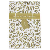 40e verjaardag Pattern Gold/White 40 Medium Cadeauzakje (Voorkant)