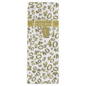 40e verjaardag Pattern Gold/White 40 Wijn Cadeautas (Voorkant)