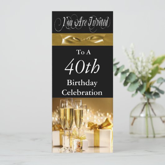 40e verjaardag Persoonlijke uitnodiging (Staand voorkant)