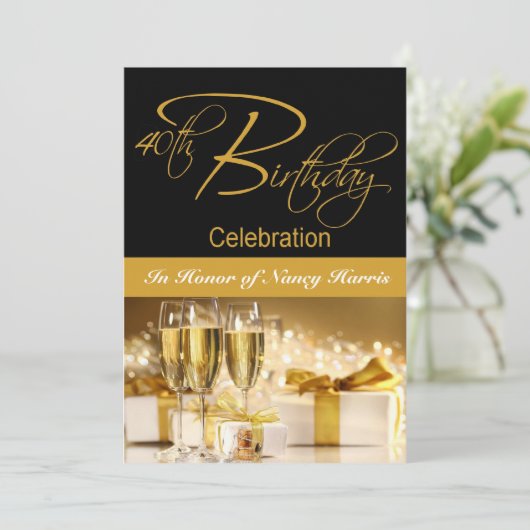 40e verjaardag Persoonlijke uitnodiging (Staand voorkant)