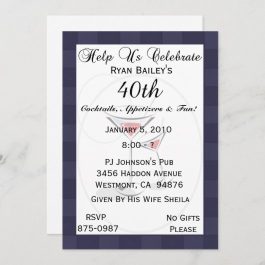 40e verjaardag Persoonlijke uitnodiging (Voorkant / Achterkant)