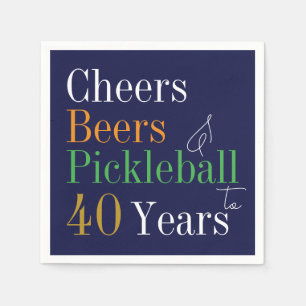 40e verjaardag Pickleball Cheers Beers Blauw Servet