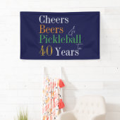 40e verjaardag Pickleball Proost Beers Blauw Feest Spandoek (Insitu)