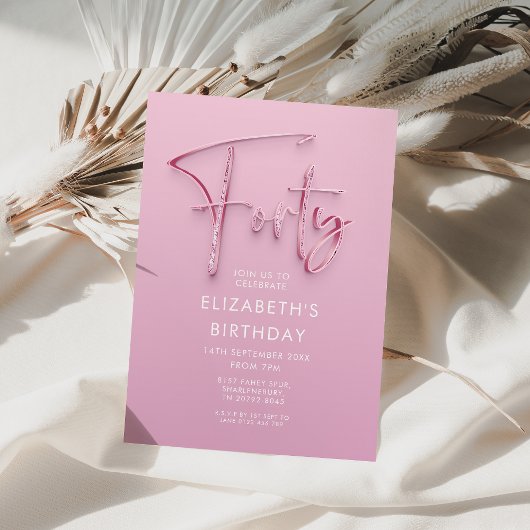 40e verjaardag Pink Glitz Kaart