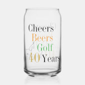 40e verjaardag Proost en Beers Golf Blikvorm Glas (Achterkant)