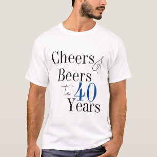40e verjaardag Proost en Beers Typografie Party T-shirt