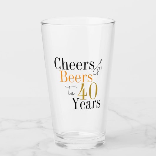 40e verjaardag Proost en bieren Verjaardag Glas (Voorkant)