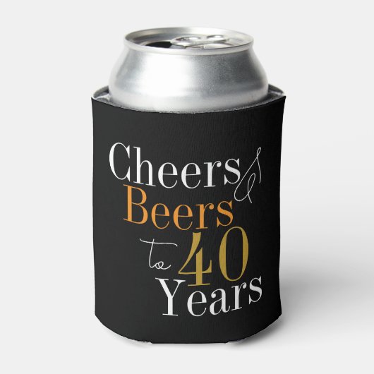 40e verjaardag Proost en bieren Zwart Goud Party Blikjeskoeler (Blikje Voorkant)