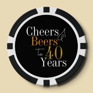 40e verjaardag Proost en bieren Zwart Goud Party Poker Chips