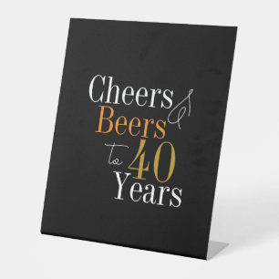 40e verjaardag Proost en bieren Zwart Goud Party Reclamebord Met Voetstuk
