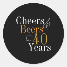 40e verjaardag Proost en bieren Zwart Goud Party Ronde Sticker