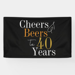 40e verjaardag Proost en bieren Zwart Goud Party Spandoek