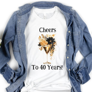 40e verjaardag Proost op 40 jaar champagneglas T-shirt