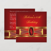 40e verjaardag Red Gold Red Diamond Jewel Bow Kaart (Voorkant / Achterkant)