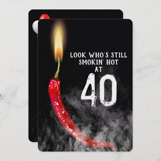 40e verjaardag Red Hot Pepper Candle Kaart (Voorkant / Achterkant)