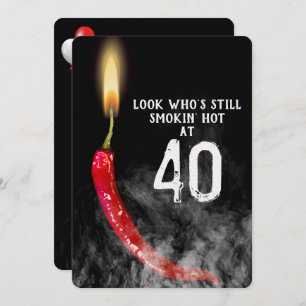 40e verjaardag Red Hot Pepper Candle Kaart